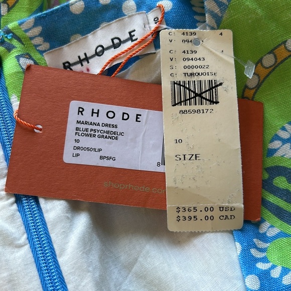 Anthropologie Rhode Mariana Linen Dress Blue Psychedelic Flower Grande Sz 10 NEW - Picture 11 of 14